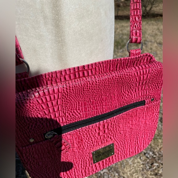 Unlisted A Kenneth Cole Production; Pink Gator Embossed Crossbody Bag - Picture 2 of 11